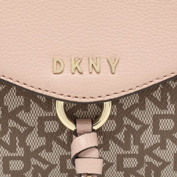 Dkny Beige/pink Signature Coated Canvas And Leather Shoulder Bag - Picture 5 of 7